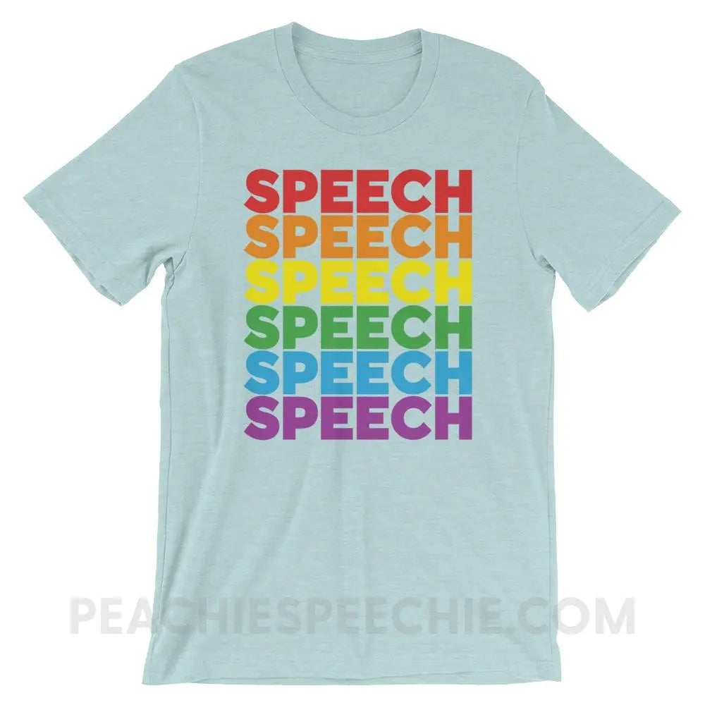 Rainbow Speech Premium Soft Tee - Heather Prism Ice Blue / XS - T-Shirts & Tops peachiespeechie.com