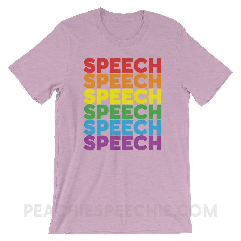 Rainbow Speech Premium Soft Tee - Heather Prism Lilac / XS - T-Shirts & Tops peachiespeechie.com