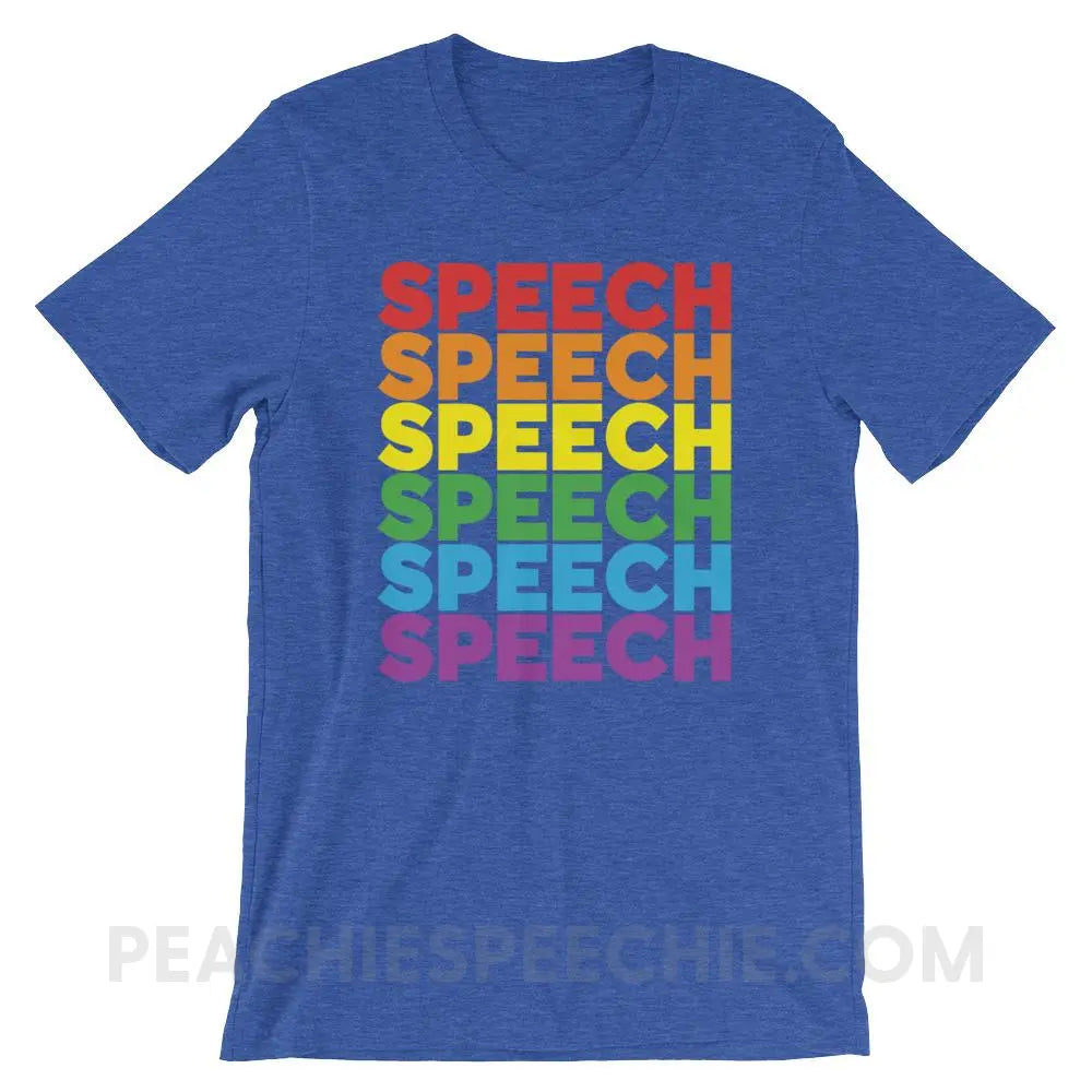 Rainbow Speech Premium Soft Tee - Heather True Royal / S - T-Shirts & Tops peachiespeechie.com