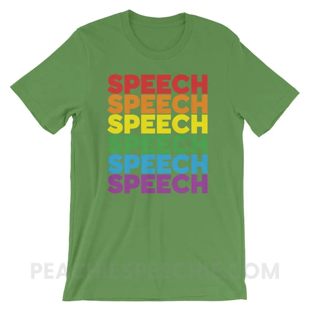 Rainbow Speech Premium Soft Tee - Leaf / S - T-Shirts & Tops peachiespeechie.com