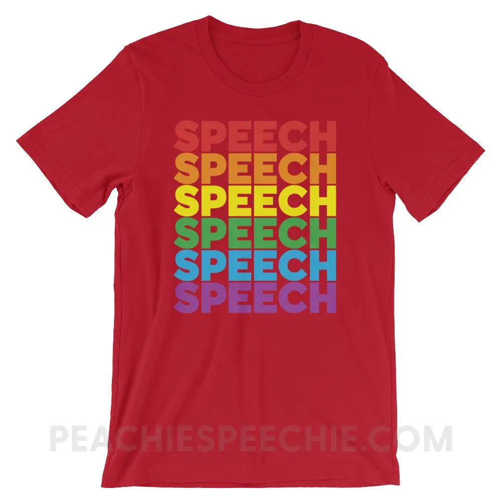 Rainbow Speech Premium Soft Tee - Red / S - T-Shirts & Tops peachiespeechie.com