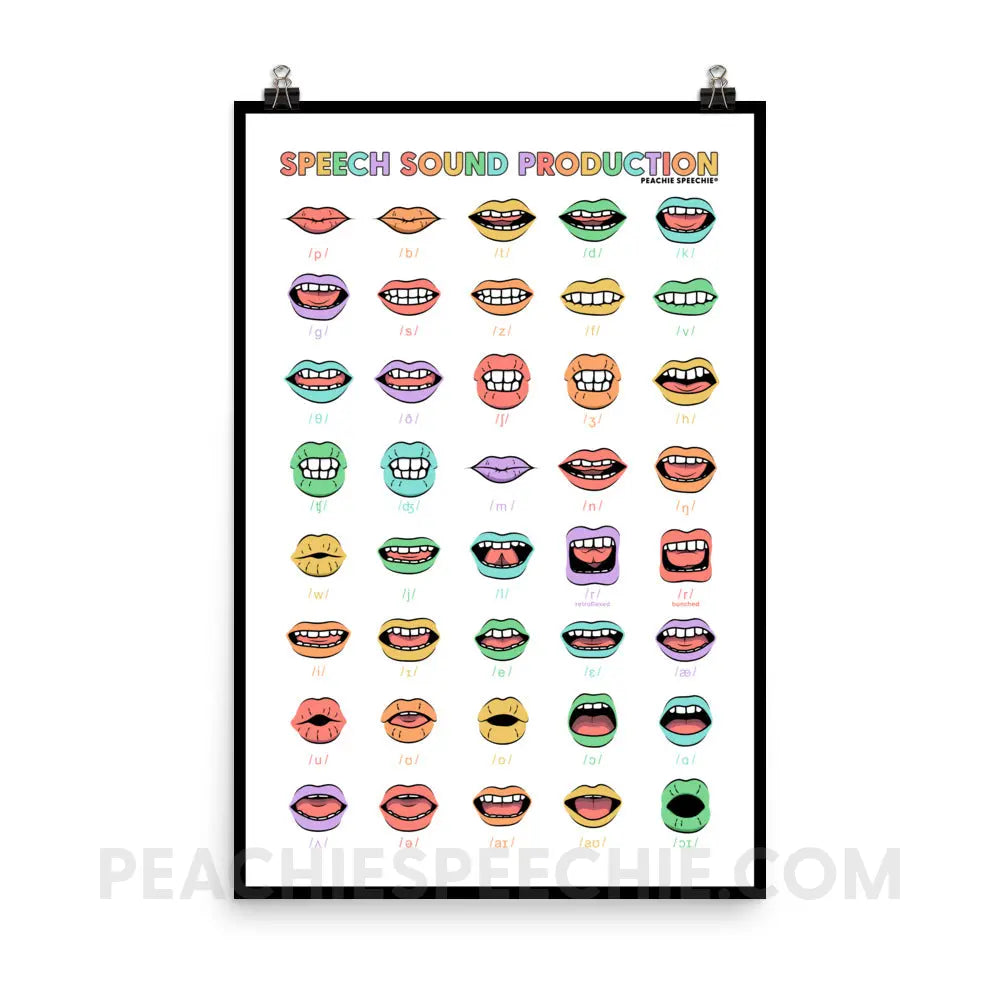 Rainbow Speech Sound Production Poster - 24″×36″ - peachiespeechie.com