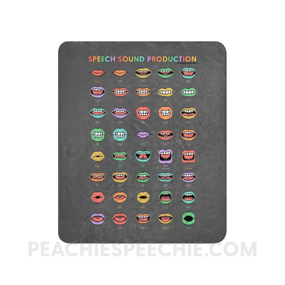 Rainbow Speech Sound Production Sherpa Blanket - 50″×60″ - peachiespeechie.com