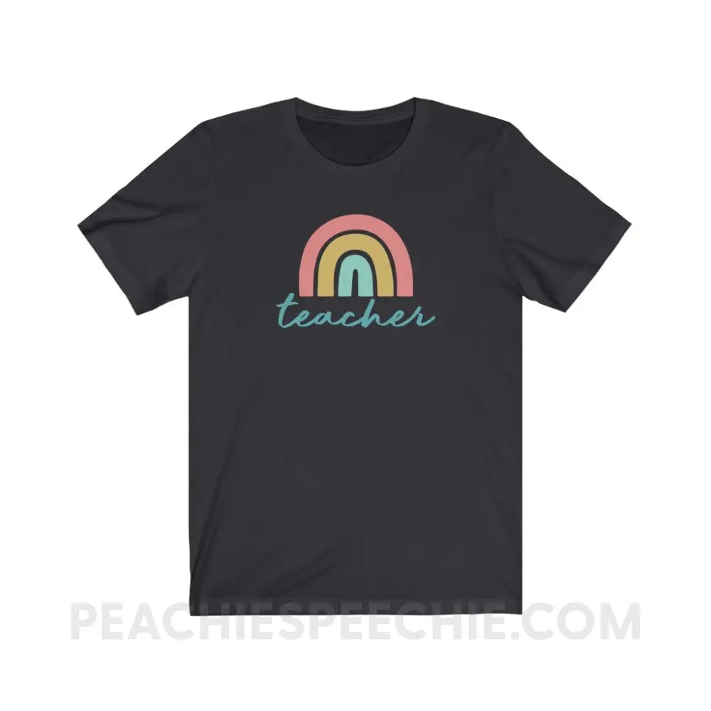 Rainbow Teacher Premium Soft Tee - Dark Grey / S - T-Shirt peachiespeechie.com