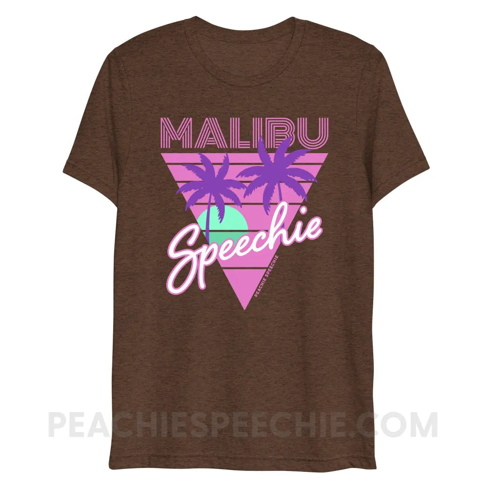 Retro Malibu Speechie Tri-Blend Tee - Brown Triblend / XS - peachiespeechie.com