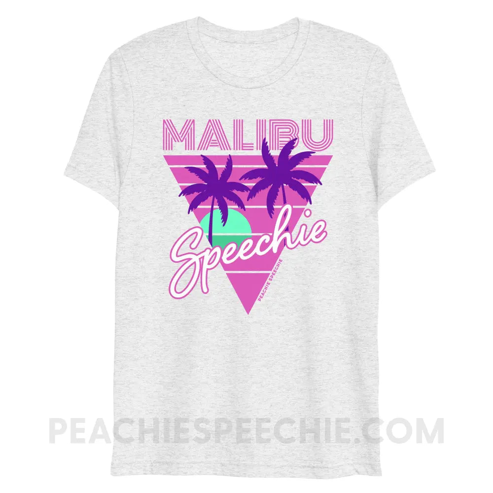 Retro Malibu Speechie Tri-Blend Tee - White Fleck Triblend / XS - peachiespeechie.com