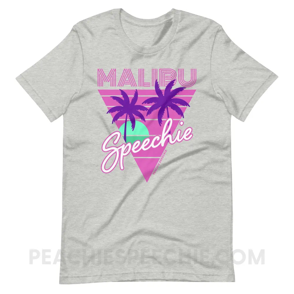 Retro Malibu Speechie Premium Soft Tee - Athletic Heather / S - peachiespeechie.com