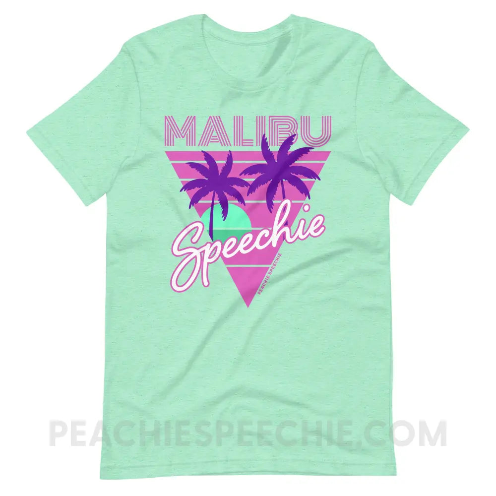 Retro Malibu Speechie Premium Soft Tee - Heather Mint / S - peachiespeechie.com