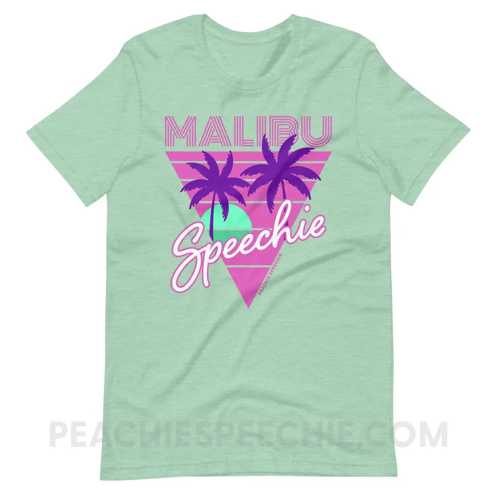 Retro Malibu Speechie Premium Soft Tee - Heather Prism Mint / S - peachiespeechie.com