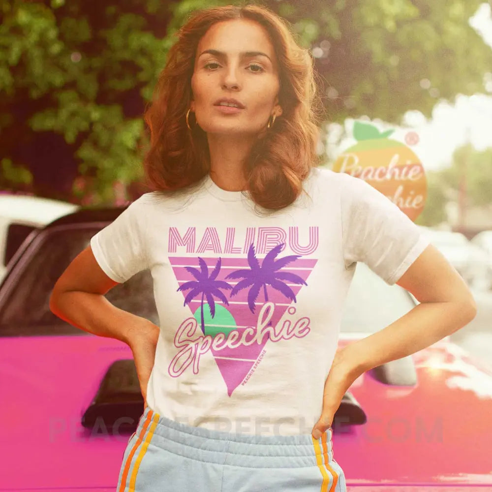 Retro Malibu Speechie Premium Soft Tee - peachiespeechie.com