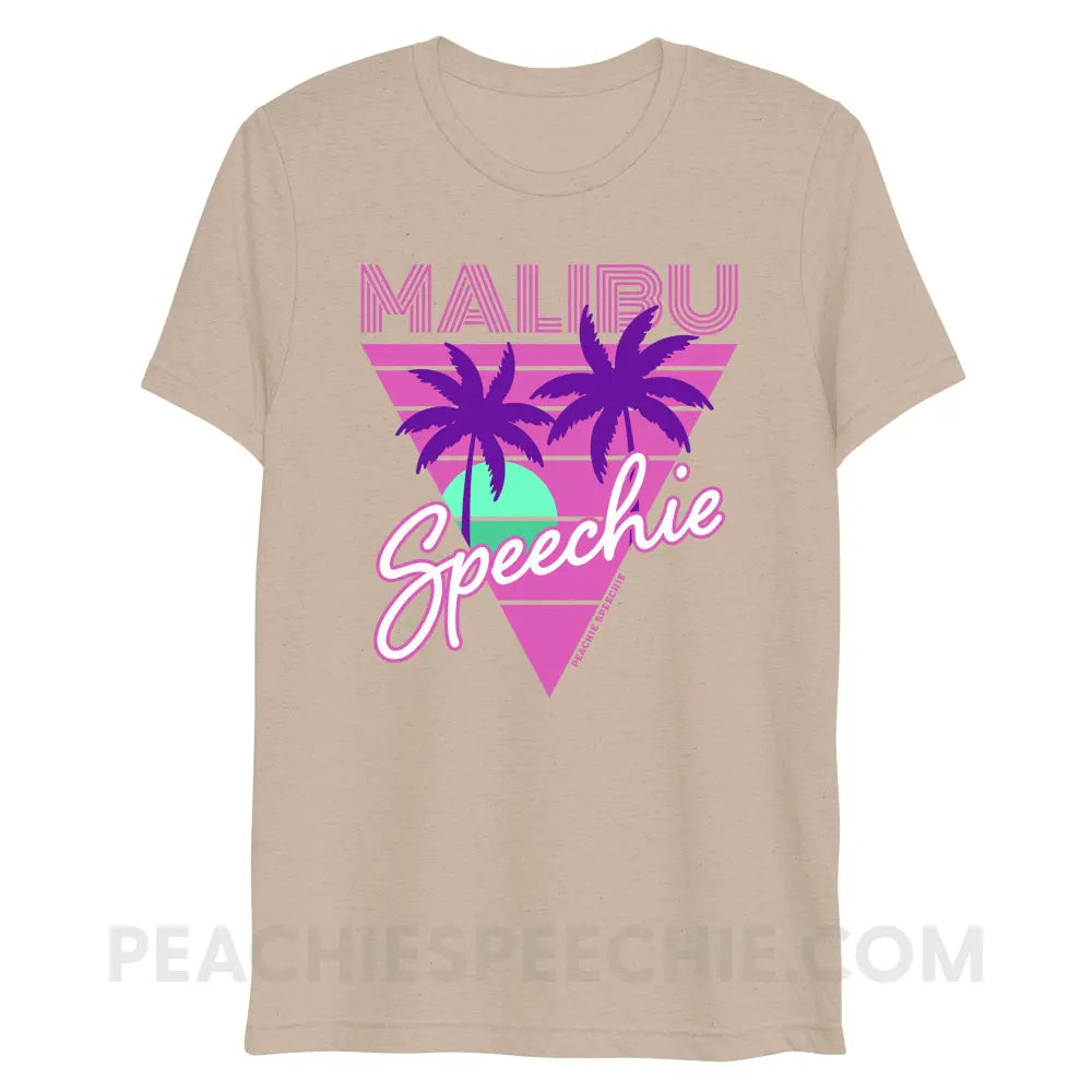 Retro Malibu Speechie Tri-Blend Tee - Tan Triblend / XS - peachiespeechie.com