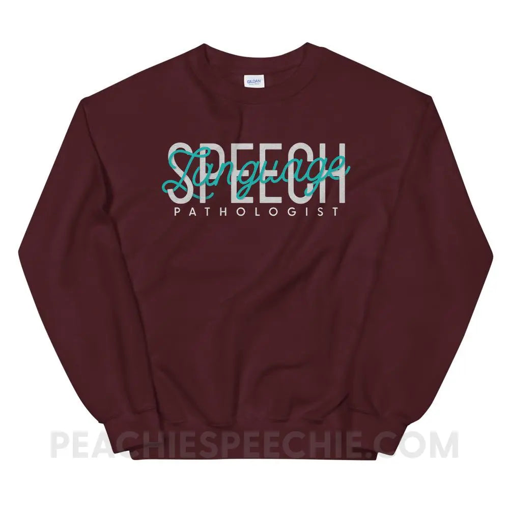 Retro Speech Language Pathologist Classic Sweatshirt - Maroon / S - Hoodies & Sweatshirts peachiespeechie.com