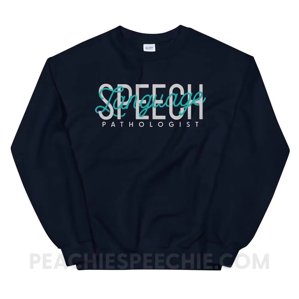 Retro Speech Language Pathologist Classic Sweatshirt - Navy / S - Hoodies & Sweatshirts peachiespeechie.com