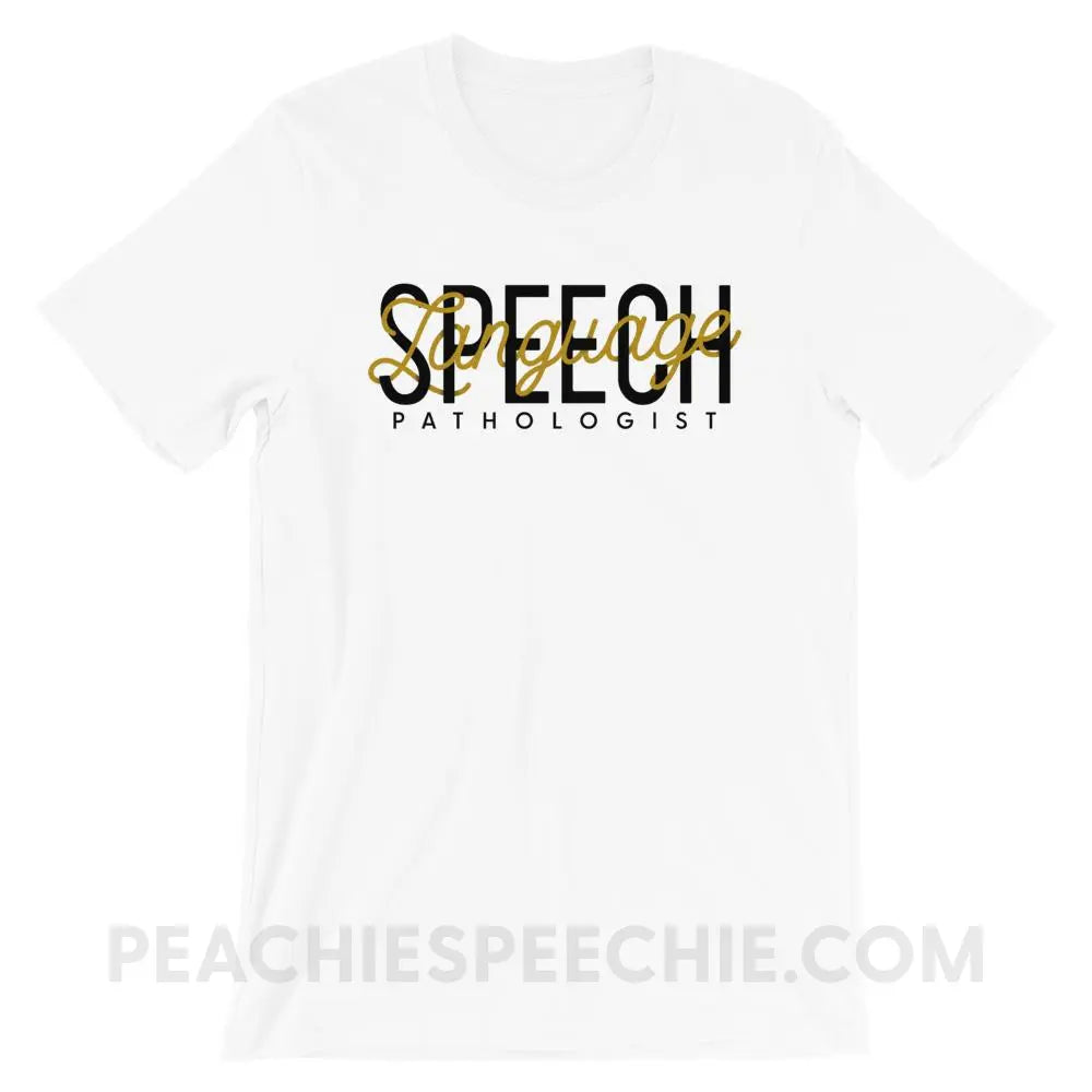 Retro Speech Language Pathologist Premium Soft Tee - White / XS - T-Shirts & Tops peachiespeechie.com