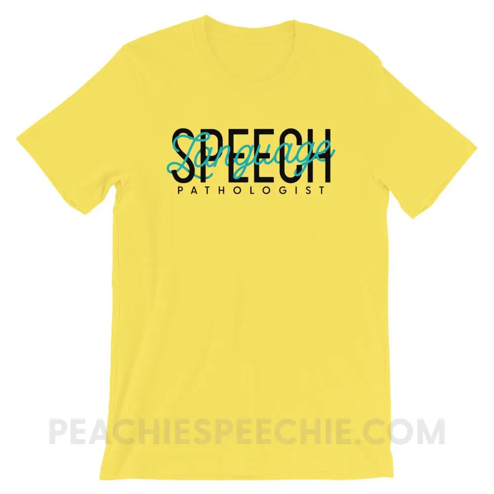 Retro Speech Language Pathologist Premium Soft Tee - Yellow / S - T-Shirts & Tops peachiespeechie.com