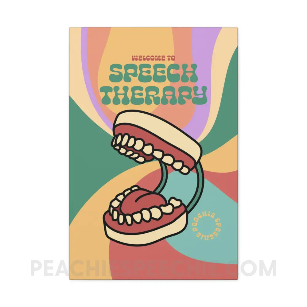 Retro Welcome To Speech Therapy Canvas - peachiespeechie.com