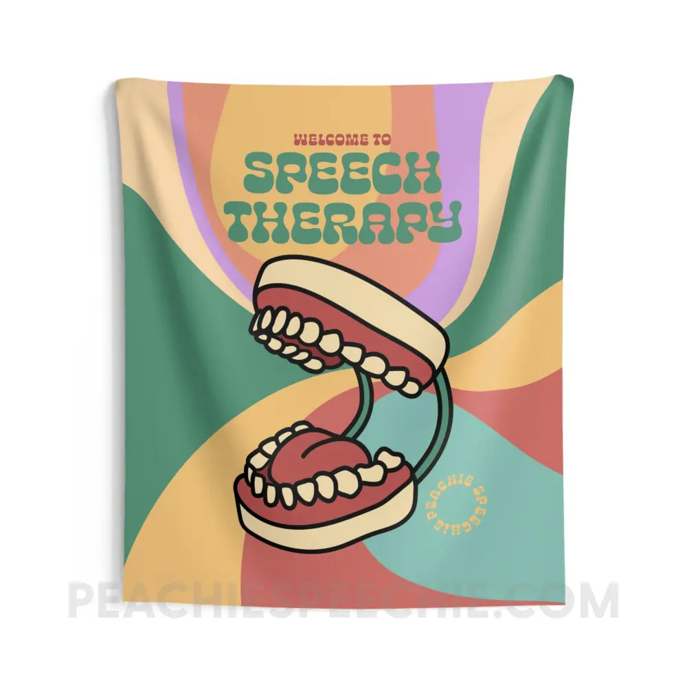 Retro Welcome To Speech Therapy Tapestry - 68’’ × 80’’ - Home Decor peachiespeechie.com