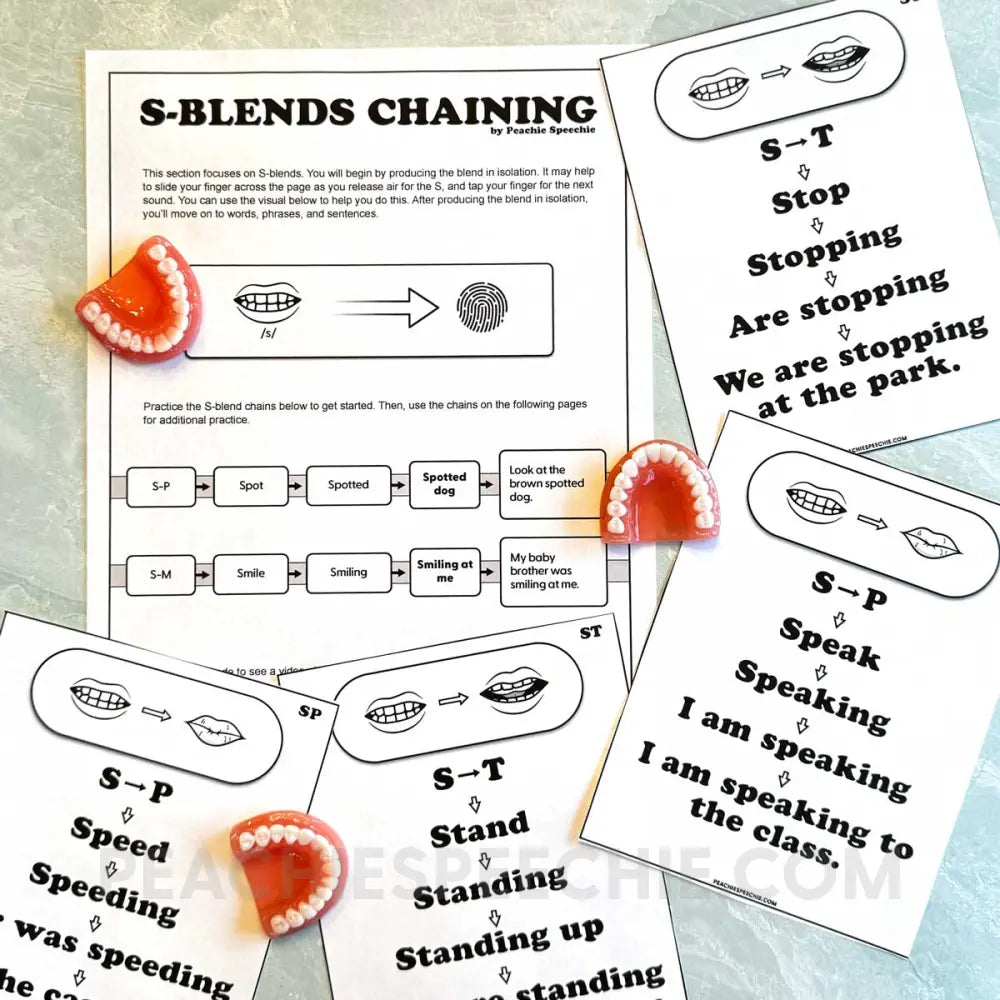 S Sound Chaining for Speech Therapy - Materials peachiespeechie.com