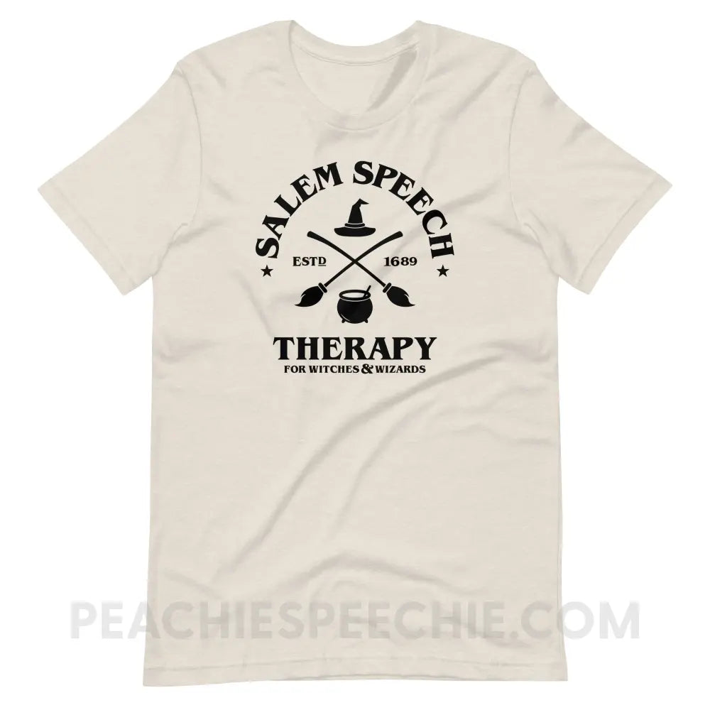 Salem Speech For Witches & Wizards Premium Soft Tee - Heather Dust / S - peachiespeechie.com