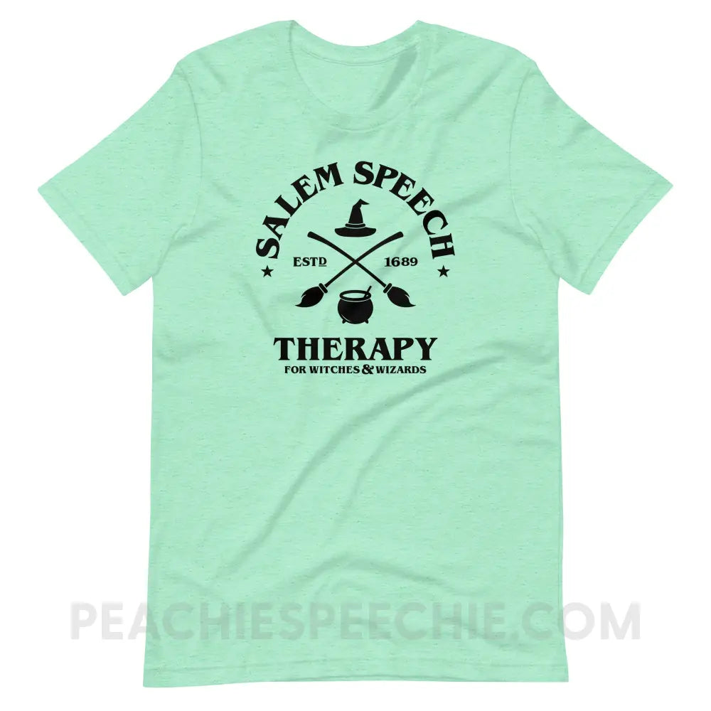 Salem Speech For Witches & Wizards Premium Soft Tee - Heather Mint / S - peachiespeechie.com