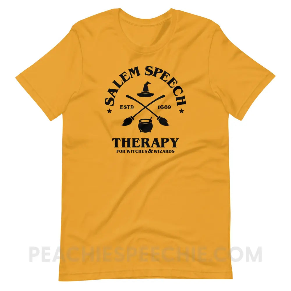 Salem Speech For Witches & Wizards Premium Soft Tee - Mustard / XS - peachiespeechie.com