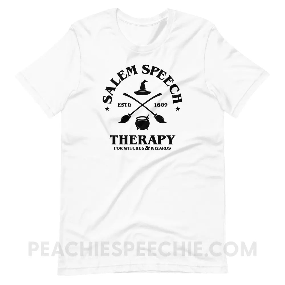 Salem Speech For Witches & Wizards Premium Soft Tee - White / XS - peachiespeechie.com