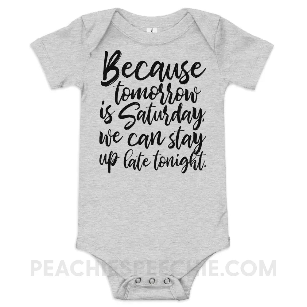 Saturday Baby Onesie - Athletic Heather / 3-6m - peachiespeechie.com