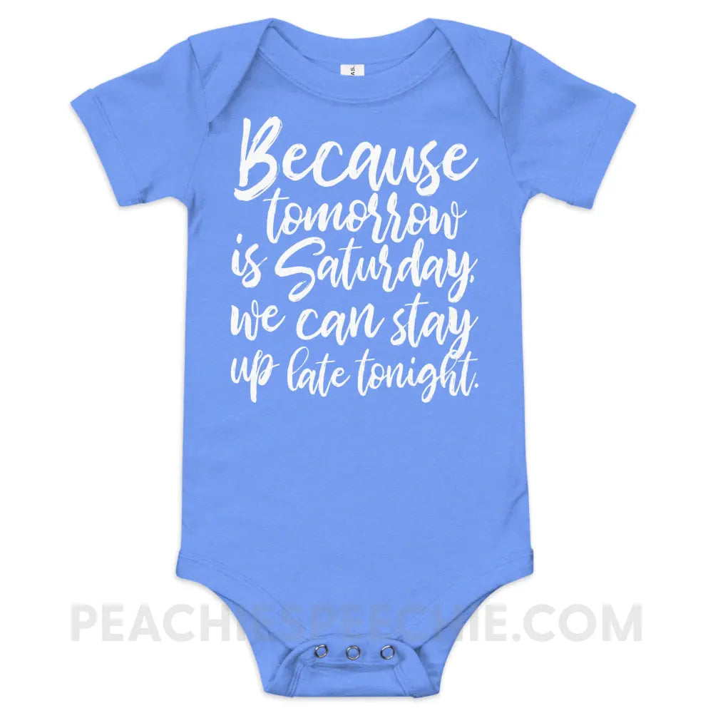 Saturday Baby Onesie - Heather Columbia Blue / 3-6m - peachiespeechie.com