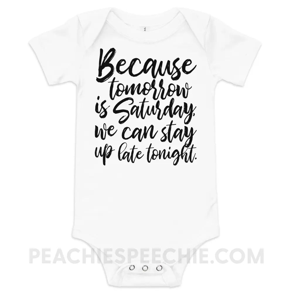 Saturday Baby Onesie - White / 3-6m - peachiespeechie.com
