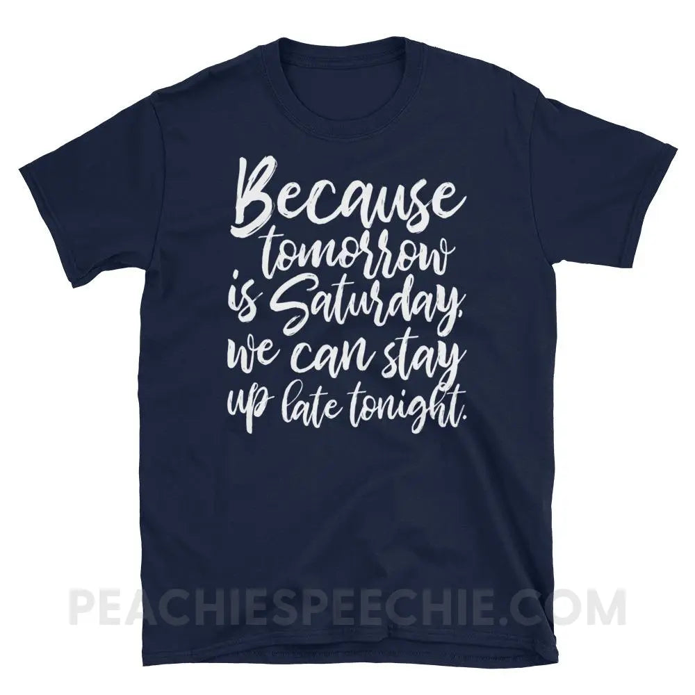 Saturday Classic Tee - Navy / S - T-Shirts & Tops peachiespeechie.com