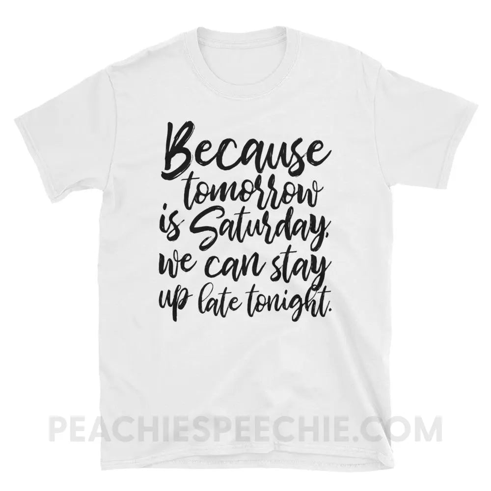 Saturday Classic Tee - White / S - T-Shirts & Tops peachiespeechie.com