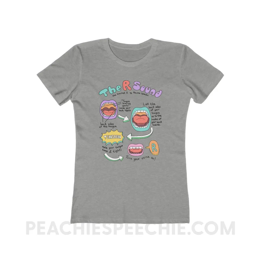 How To Say The Bunched R Sound Women’s Fitted Tee - Heather Grey / S - T-Shirt peachiespeechie.com