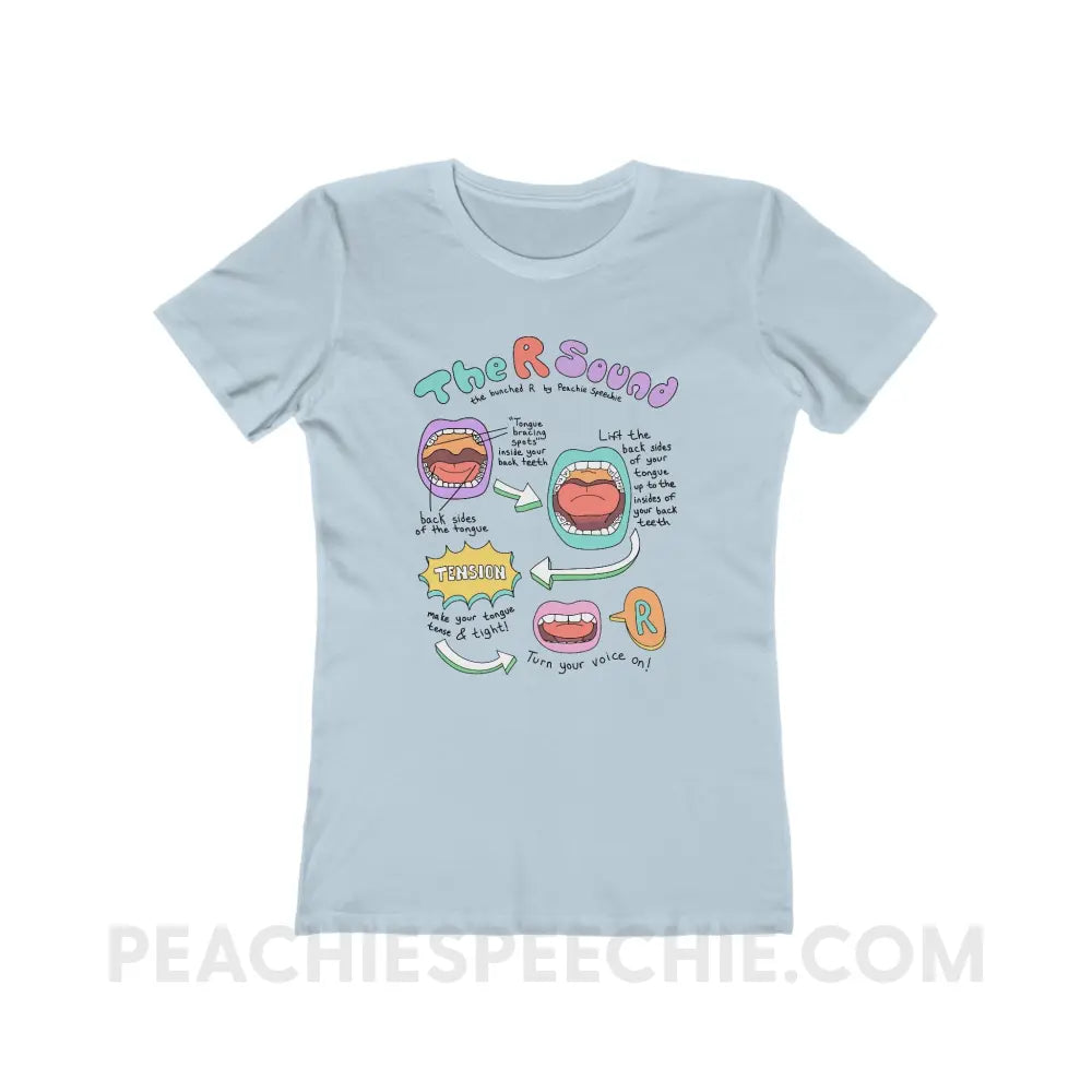 How To Say The Bunched R Sound Women’s Fitted Tee - Solid Light Blue / S - T-Shirt peachiespeechie.com