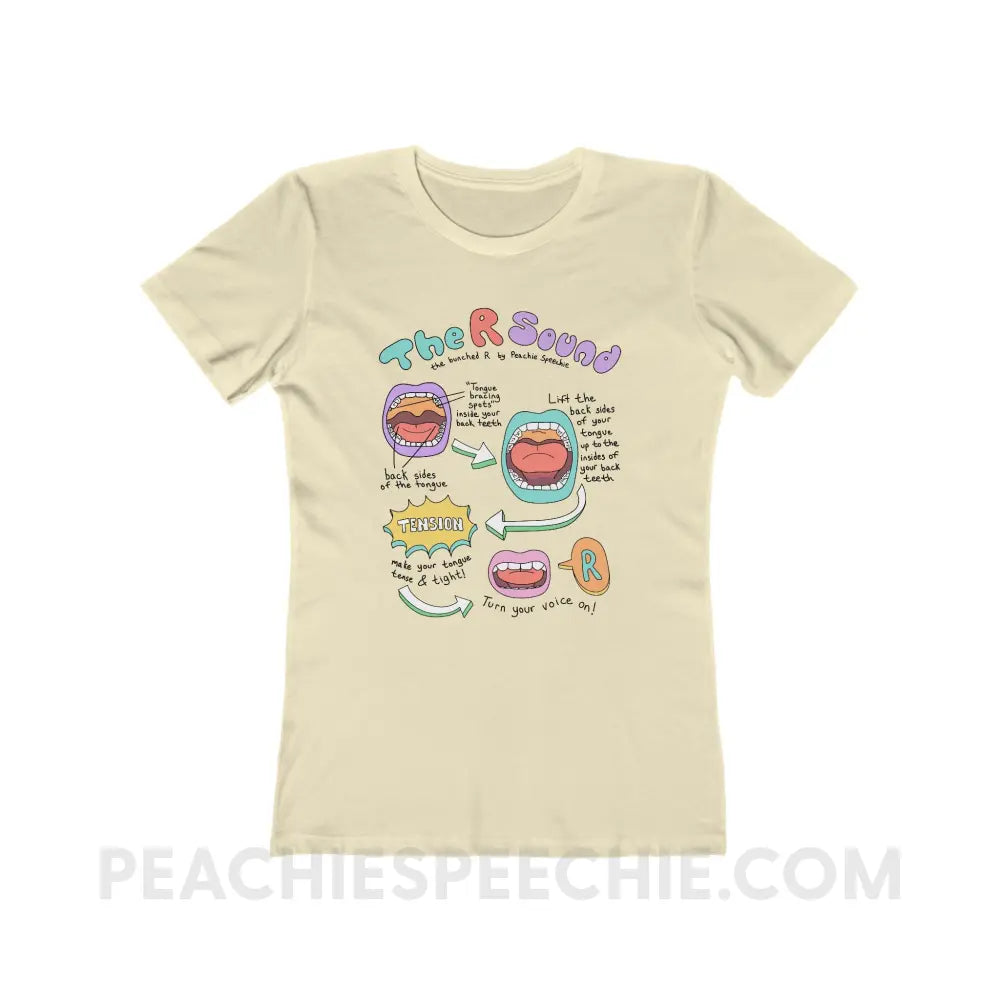 How To Say The Bunched R Sound Women’s Fitted Tee - Solid Natural / S - T-Shirt peachiespeechie.com