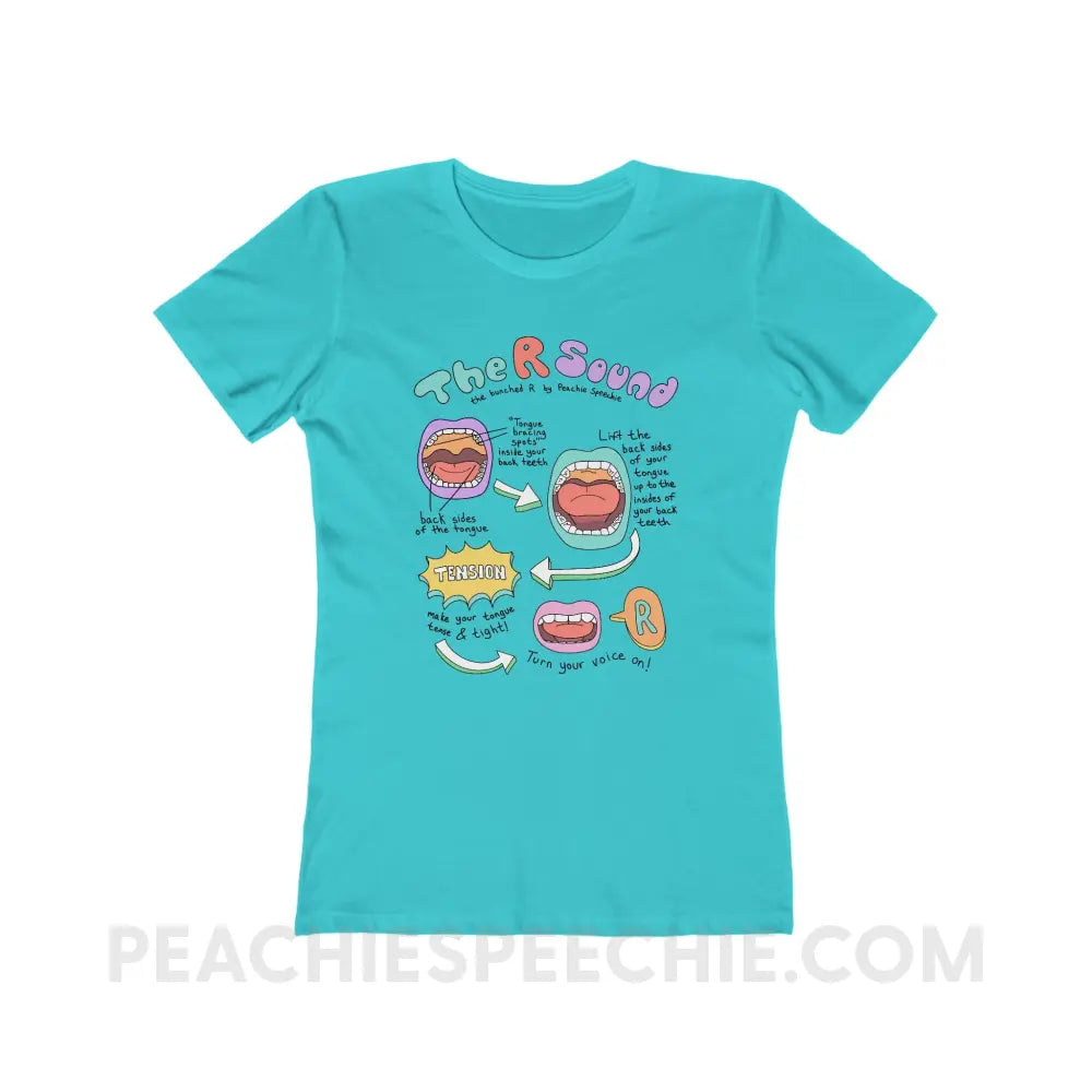 How To Say The Bunched R Sound Women’s Fitted Tee - Solid Tahiti Blue / S - T-Shirt peachiespeechie.com
