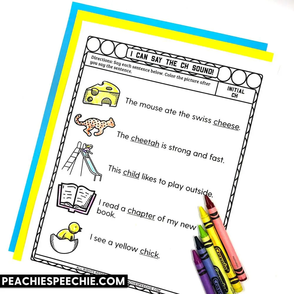 I Can Say the CH and J Sounds: Articulation Workbook - Materials peachiespeechie.com