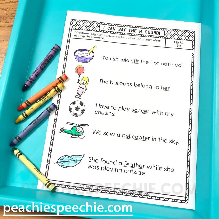 I Can Say the R Sound: Articulation Workbook - Materials peachiespeechie.com