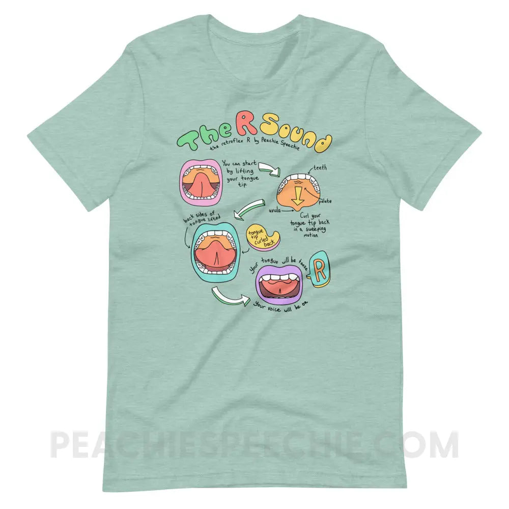 How To Say The Retroflex R Sound Premium Soft Tee - Heather Prism Dusty Blue / XS - peachiespeechie.com