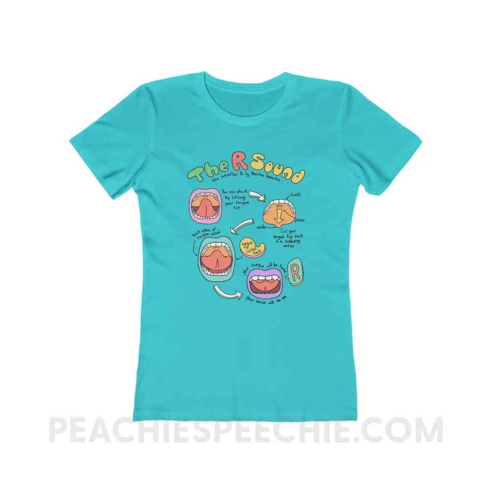 How To Say The Retroflex R Sound Women’s Fitted Tee - Solid Tahiti Blue / S - T-Shirt peachiespeechie.com