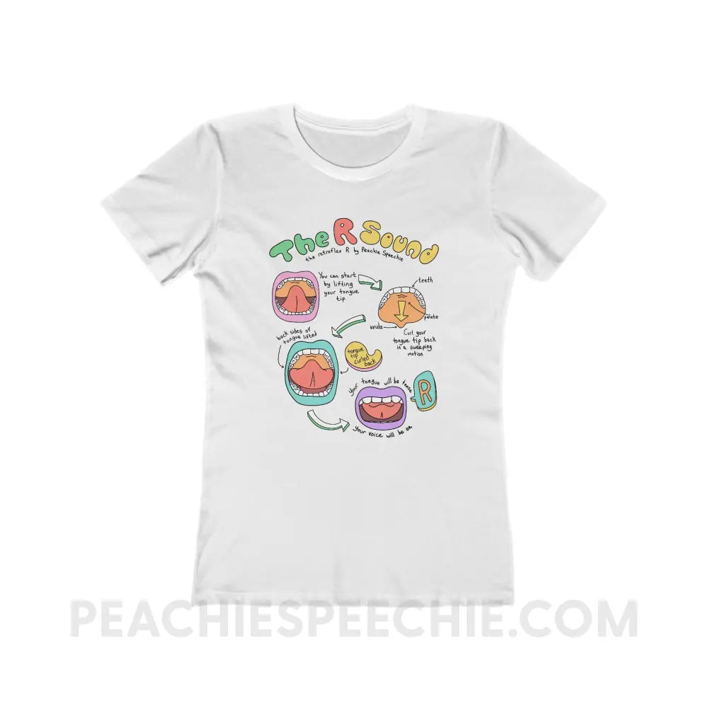 How To Say The Retroflex R Sound Women’s Fitted Tee - Solid White / S - T-Shirt peachiespeechie.com