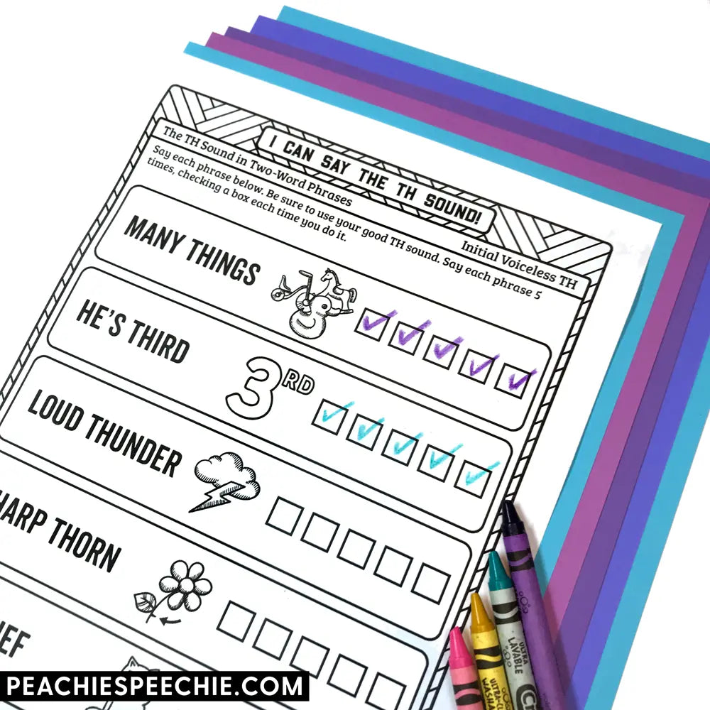 I Can Say the TH Sound: Speech Therapy Articulation Workbook - Materials peachiespeechie.com