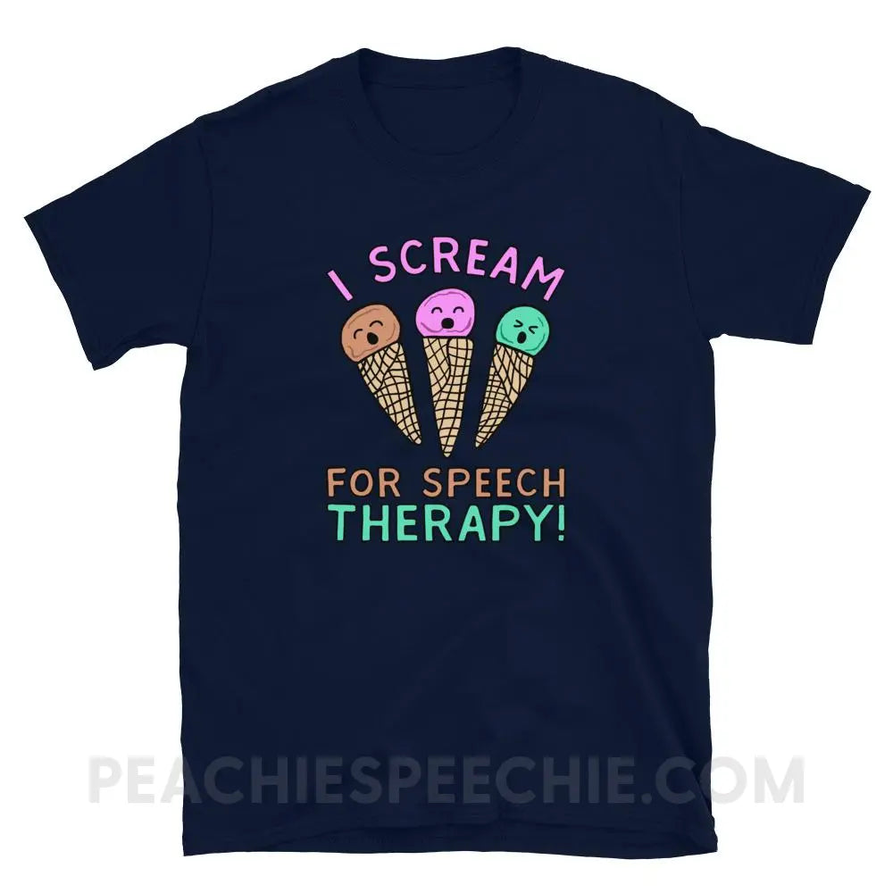 I Scream for Speech Classic Tee - Navy / S - T-Shirts & Tops peachiespeechie.com