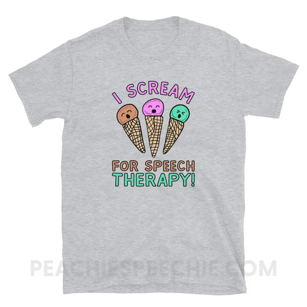 I Scream for Speech Classic Tee - Sport Grey / S - T-Shirts & Tops peachiespeechie.com