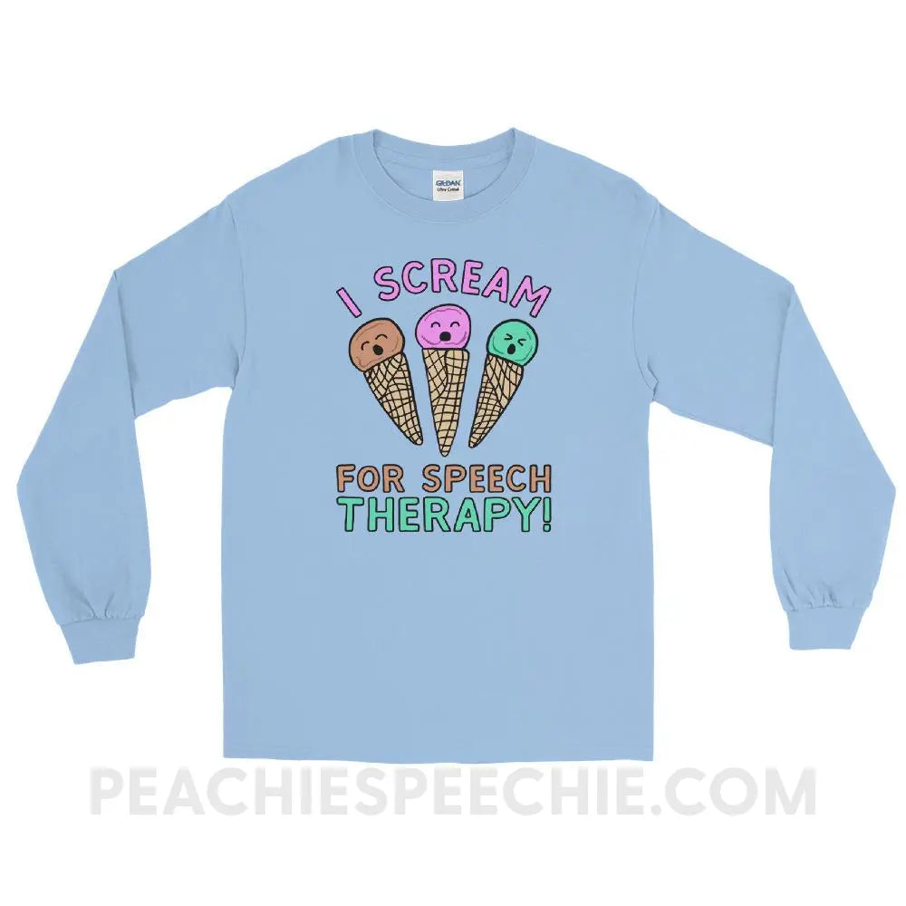I Scream for Speech Long Sleeve Tee - Light Blue / S - T-Shirts & Tops peachiespeechie.com