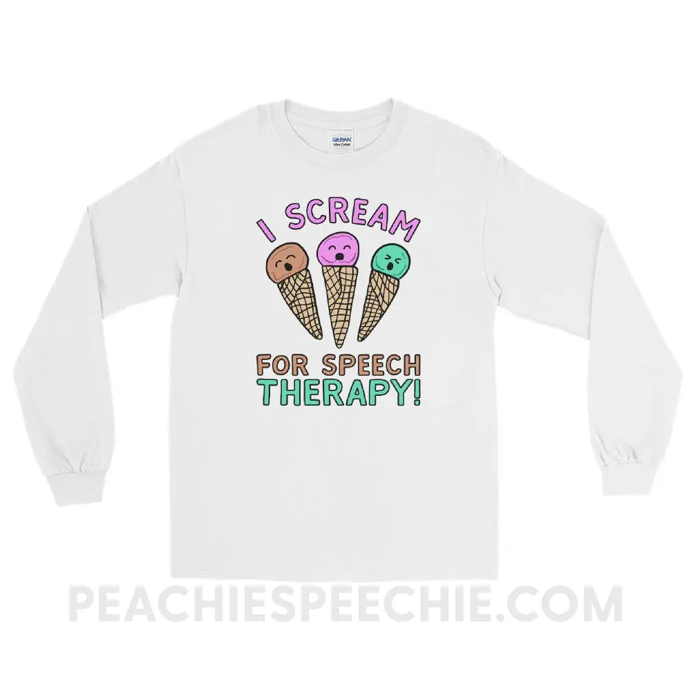 I Scream for Speech Long Sleeve Tee - White / S - T-Shirts & Tops peachiespeechie.com