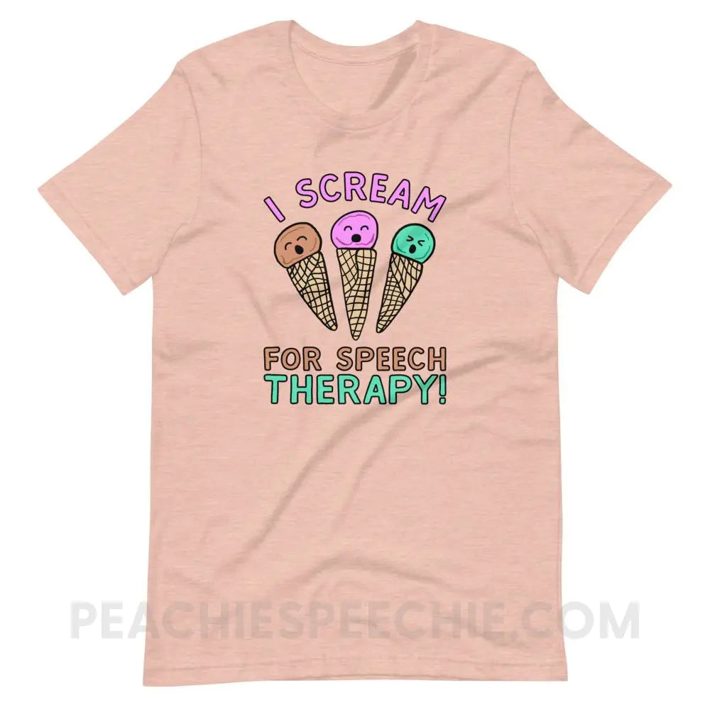 I Scream for Speech Premium Soft Tee - Heather Prism Peach / XS - T-Shirts & Tops peachiespeechie.com