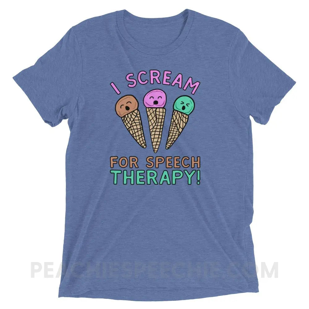 I Scream for Speech Tri-Blend Tee - Blue Triblend / XS - T-Shirts & Tops peachiespeechie.com