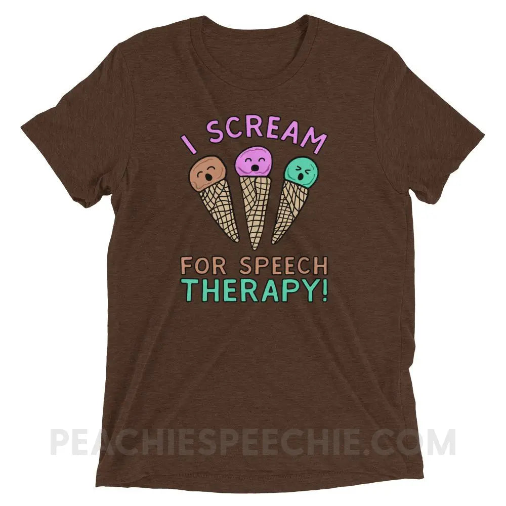 I Scream for Speech Tri-Blend Tee - Brown Triblend / XS - T-Shirts & Tops peachiespeechie.com