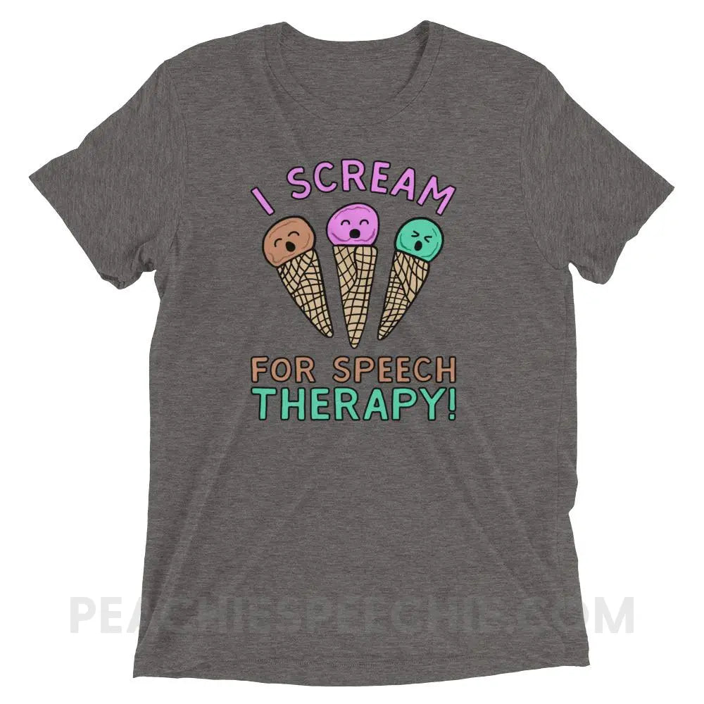 I Scream for Speech Tri-Blend Tee - Grey Triblend / XS - T-Shirts & Tops peachiespeechie.com