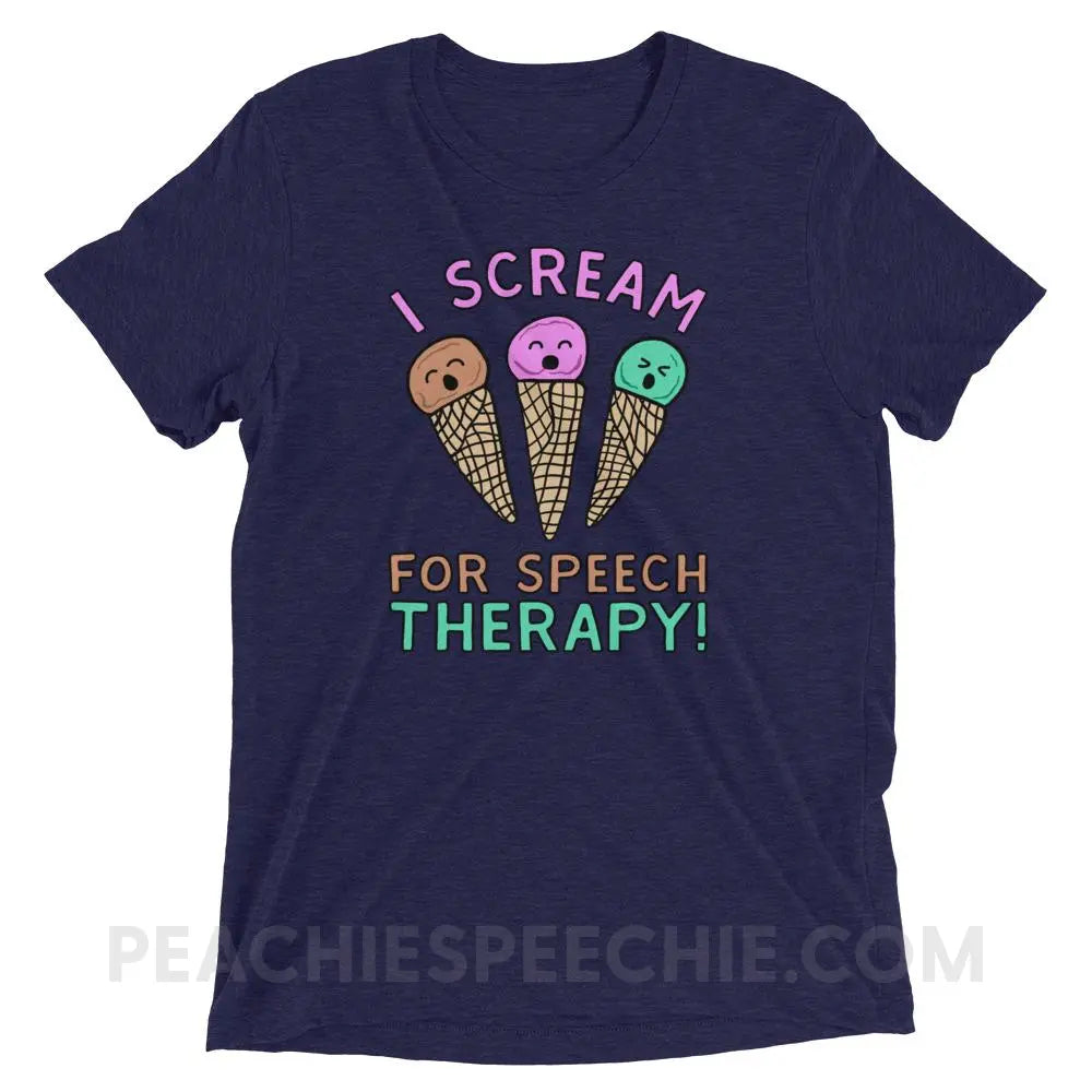 I Scream for Speech Tri-Blend Tee - Navy Triblend / XS - T-Shirts & Tops peachiespeechie.com